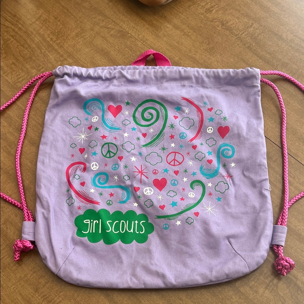 Girl Scout Purple Drawstring Bag